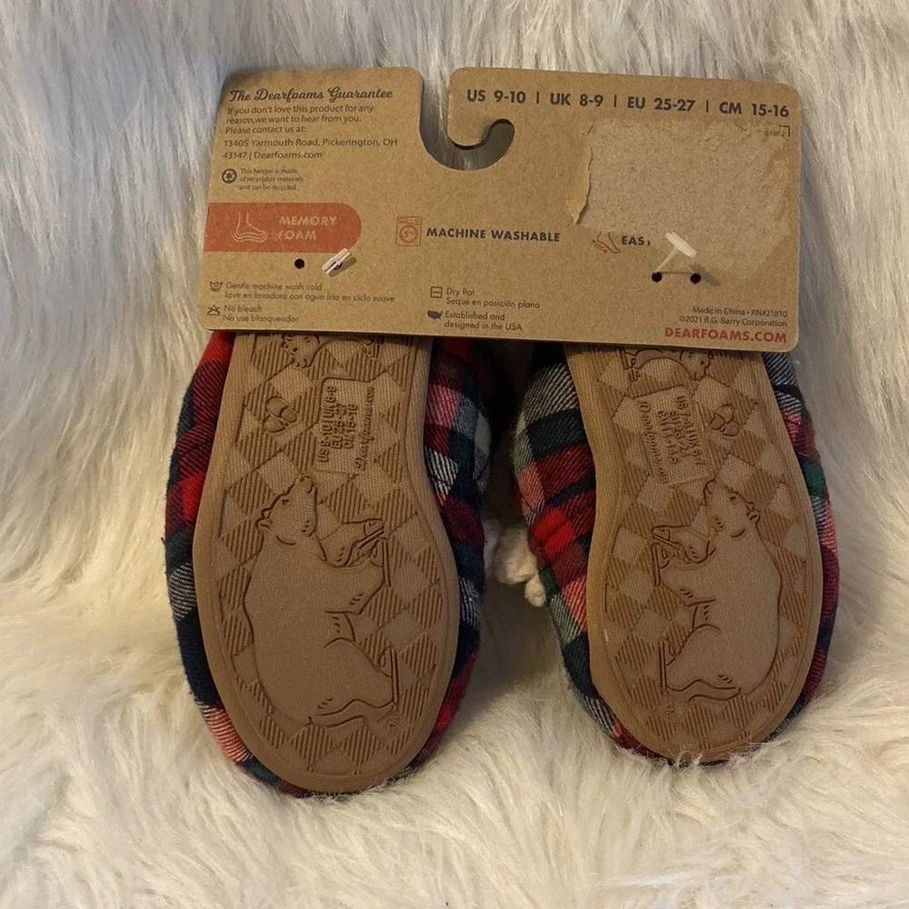 Dearfoams Slippers Toddler Size 9/10 Plaid 